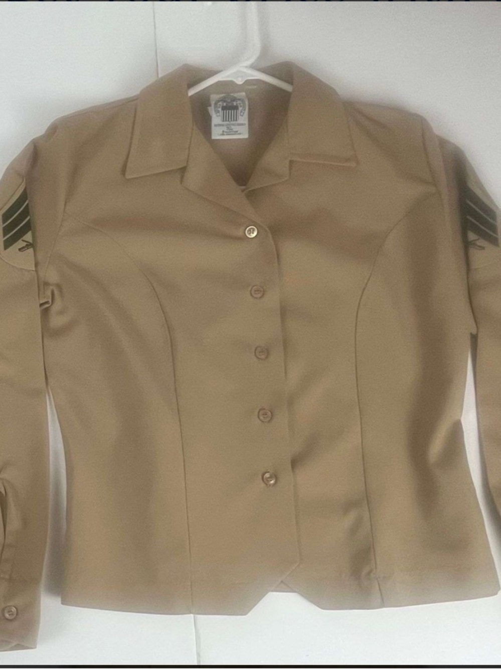 USMC Women’s Khaki Long Sleeve Shirt 10R #8410-01-514-8704 Size code 10 New
